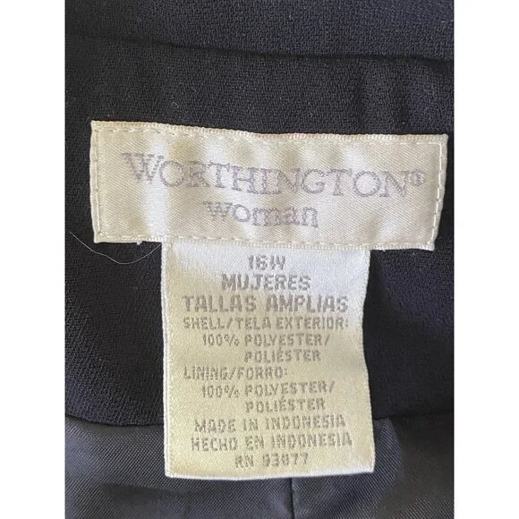 Worthington Womens Black Mid Length Blazer Jacket Plus 16W Office Work Career - Picture 8 of 16